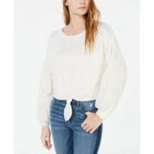 Ultra Flirt Cream Long Sleeve Top with Lace Accents